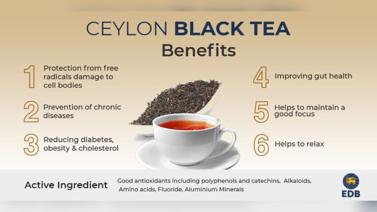 Ceylon black tea benefits: protection from free radicals, chronic diseases, and obesity.