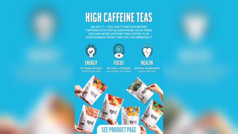 Zest high caffeine teas for energy, focus, and health with natural ingredients.
