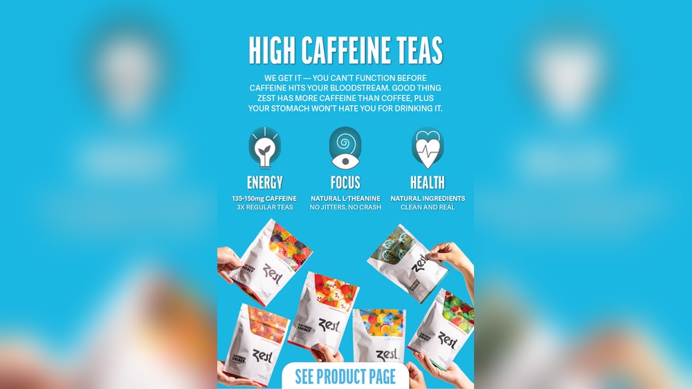 Zest high caffeine teas for energy, focus, and health with natural ingredients.