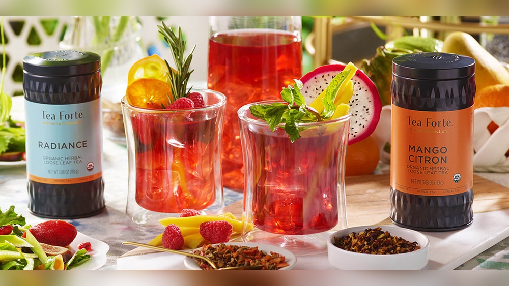 Tea Forte Radiance and Mango Citron loose leaf teas for refreshing iced tea recipes.