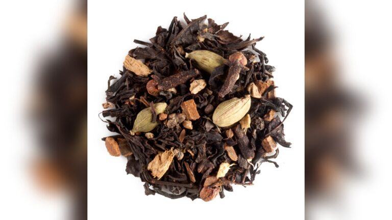 Masala chai loose leaf tea with cardamom, cloves, and ginger