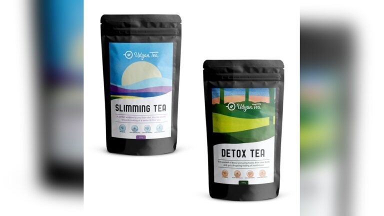 Udyan Tea slimming and detox teas, featuring vibrant packaging and natural imagery.